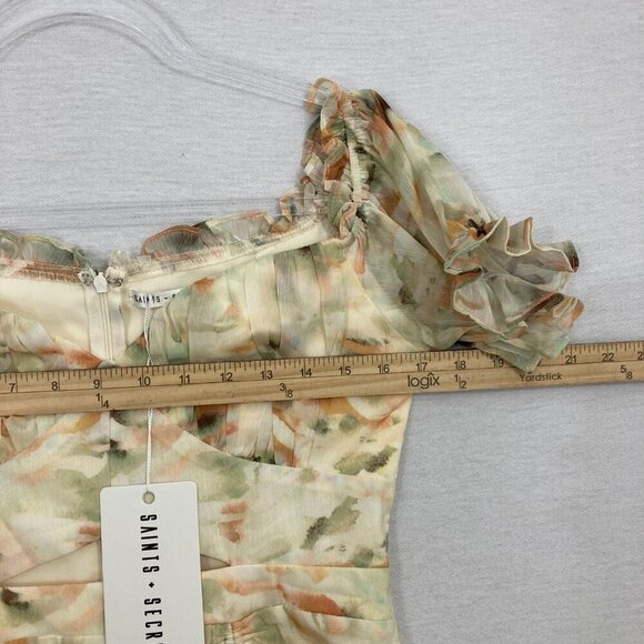 New Saints + Secrets Ruffle Ruched Detail Milk Maid Mini Dress Medium Feminine - Picture 7 of 13